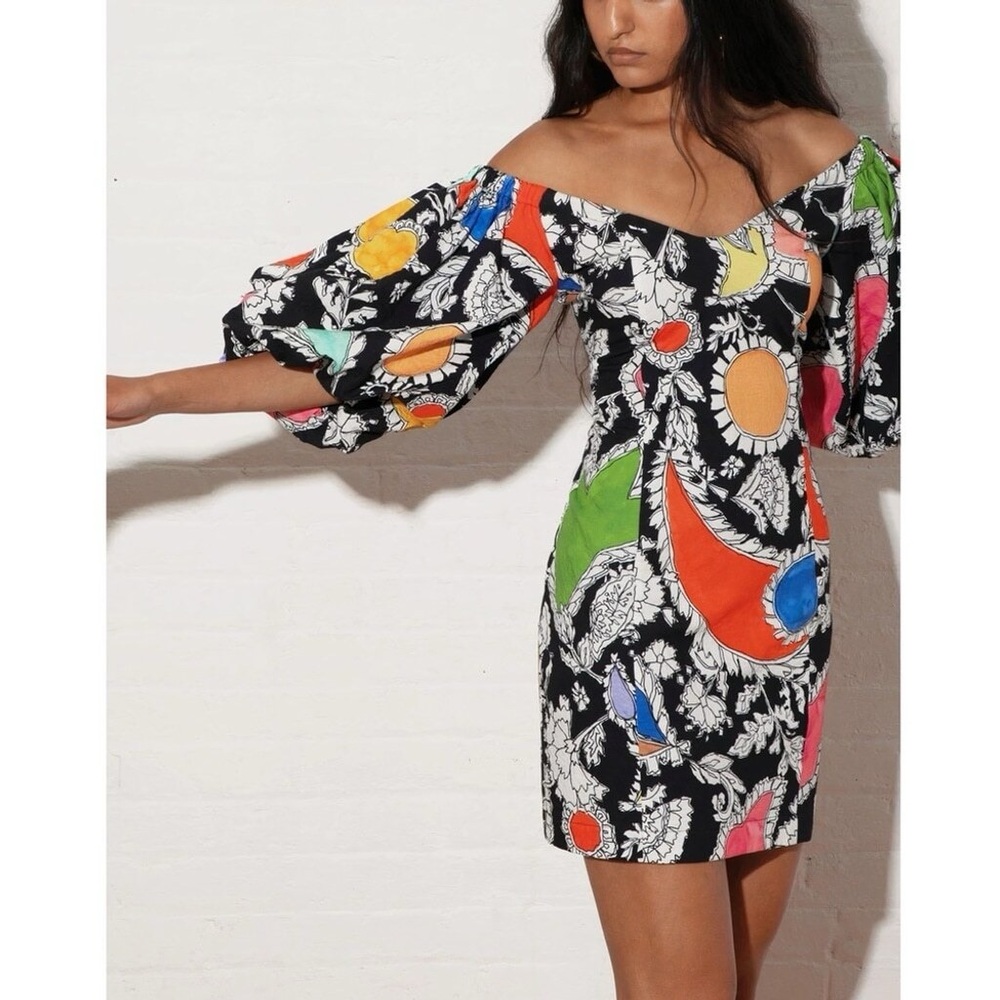 Mara Hoffman Nomi Puff-Sleeve Organic Cotton Mini Dress - size 4, NWT